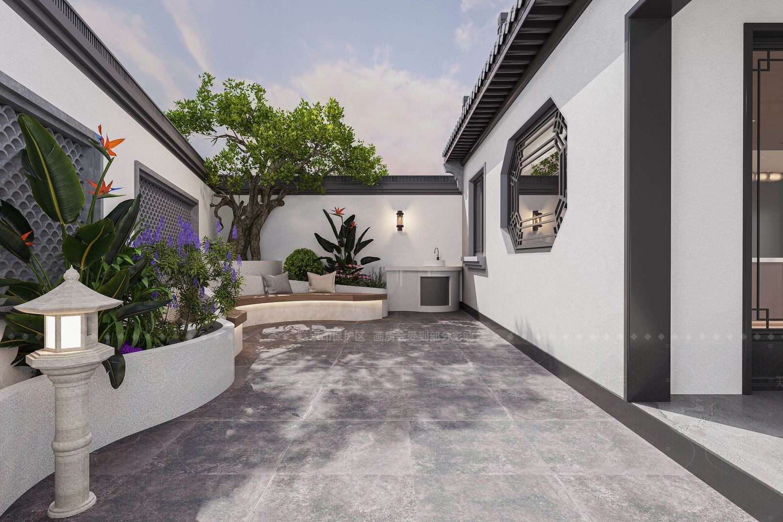 现代四合院3D模型下载【ID:1205980759】