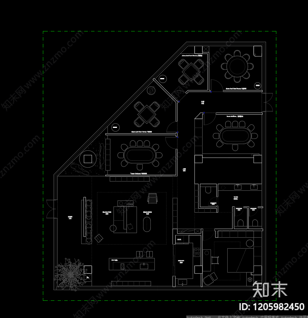 现代棋牌室cad施工图下载【ID:1205982450】