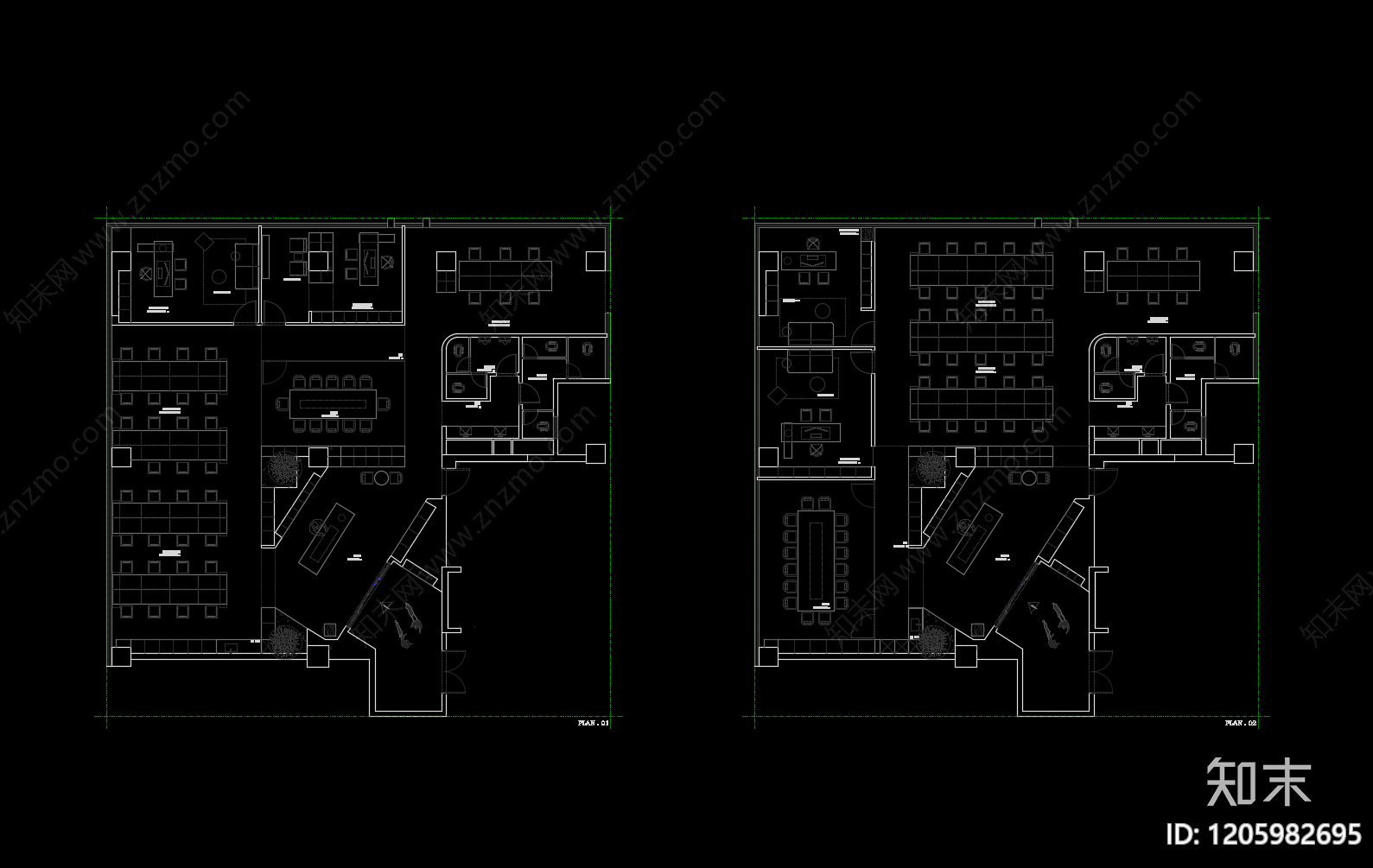 现代整体办公空间cad施工图下载【ID:1205982695】