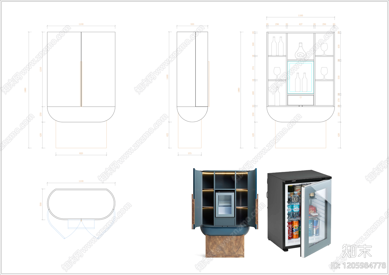 现代轻奢柜子施工图下载【ID:1205984778】