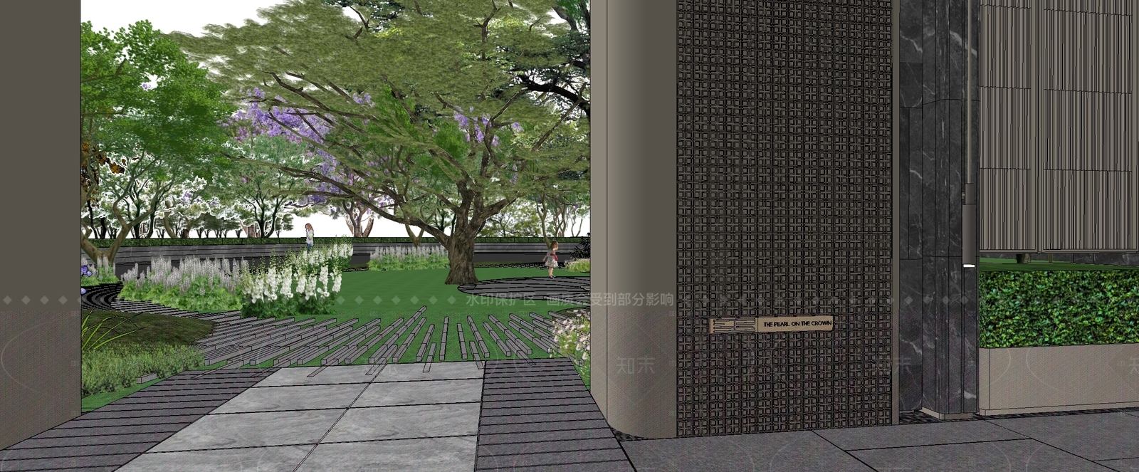 现代小区景观SU模型下载【ID:1205988776】