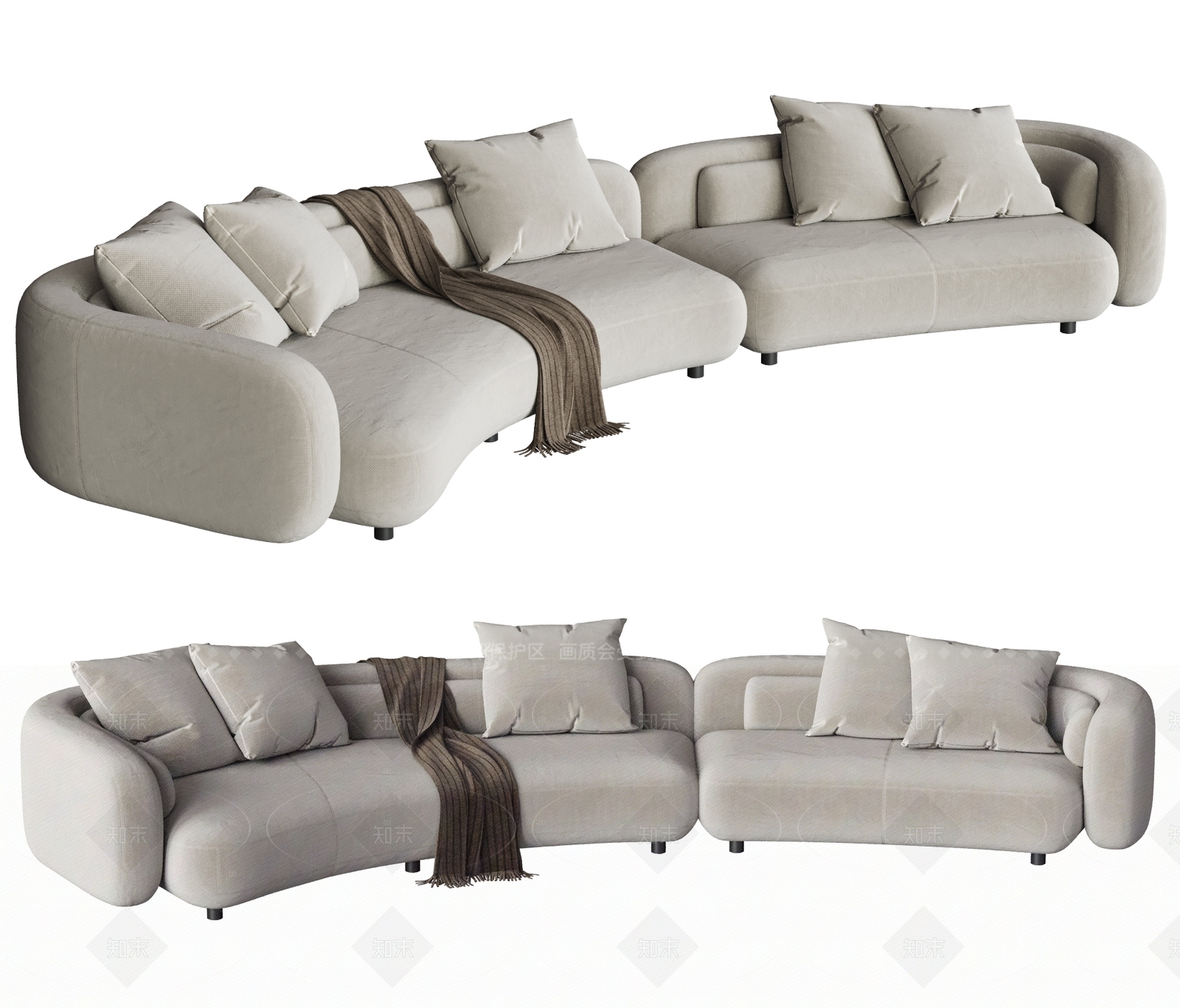现代简约多人沙发3D模型下载【ID:1205990130】