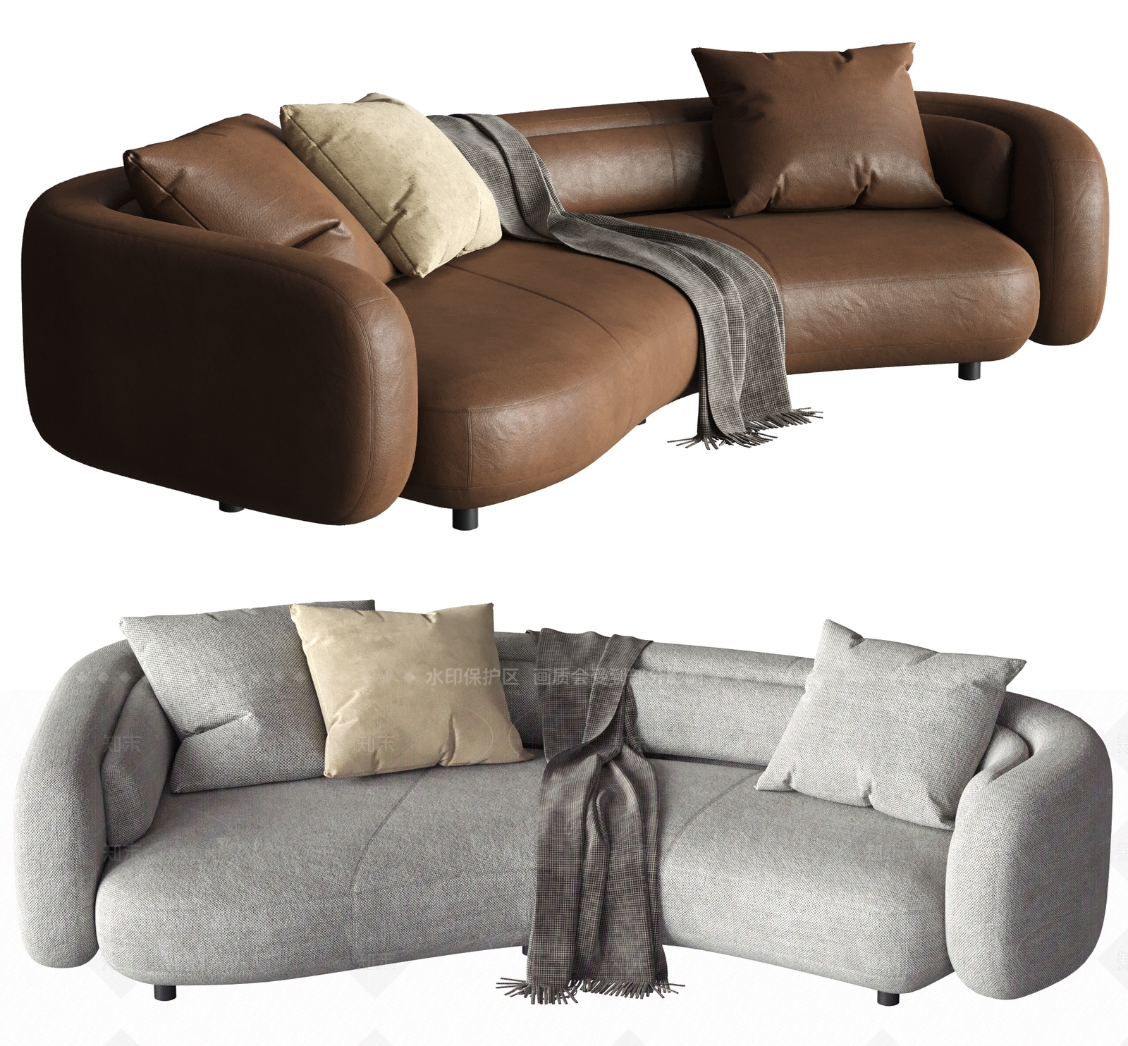 现代中古多人沙发3D模型下载【ID:1205990112】