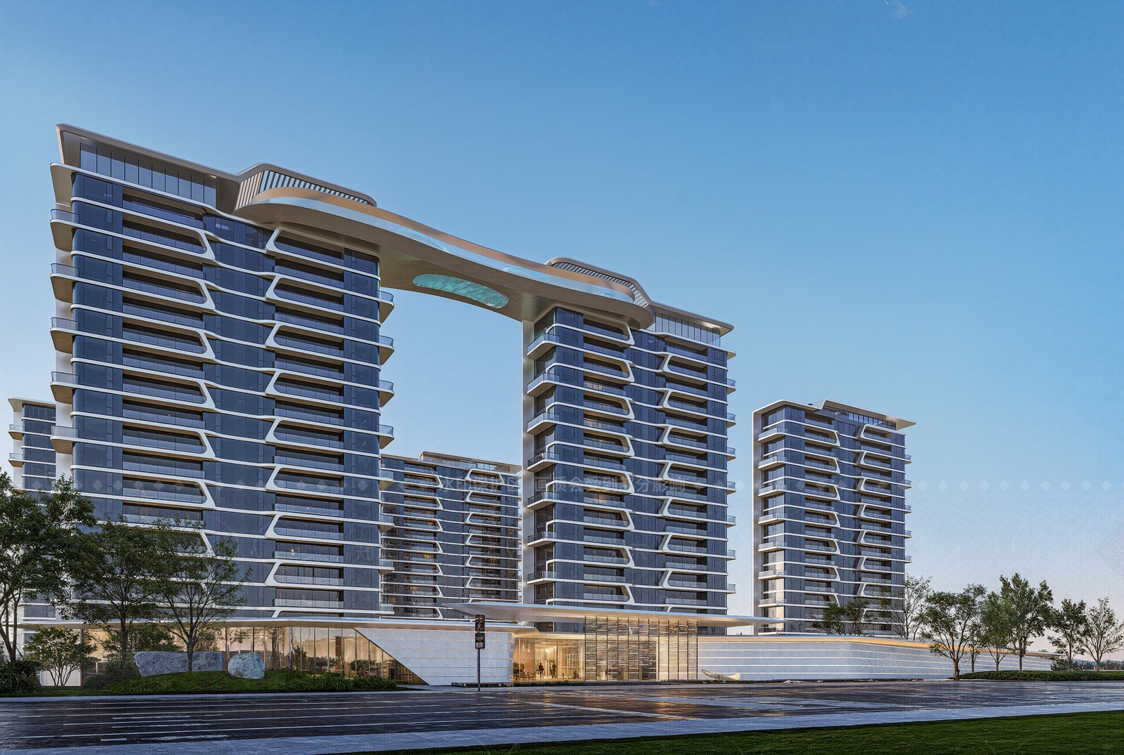 现代简约小区建筑SU模型下载【ID:1205994449】
