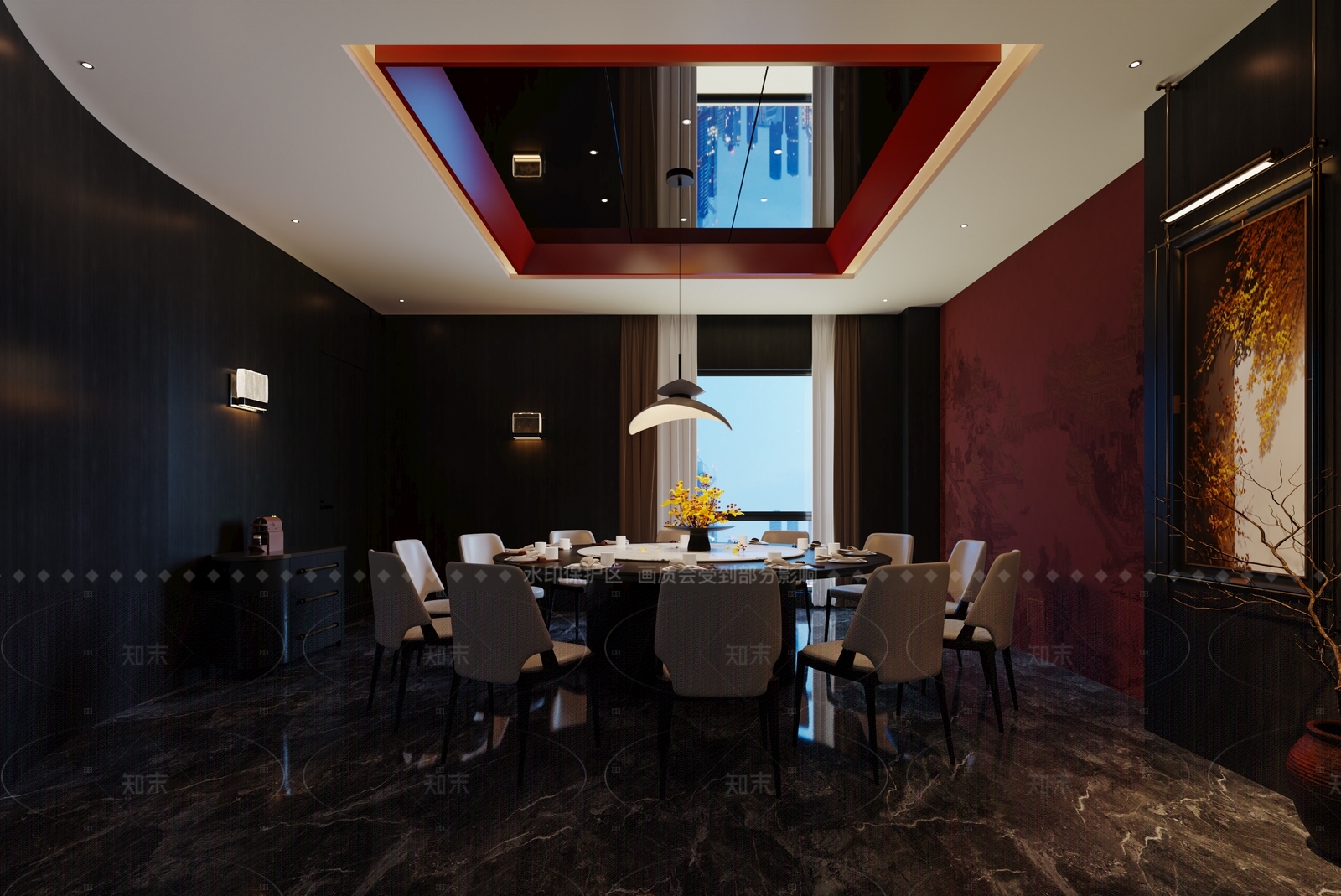 现代新中式包厢3D模型下载【ID:1205994597】