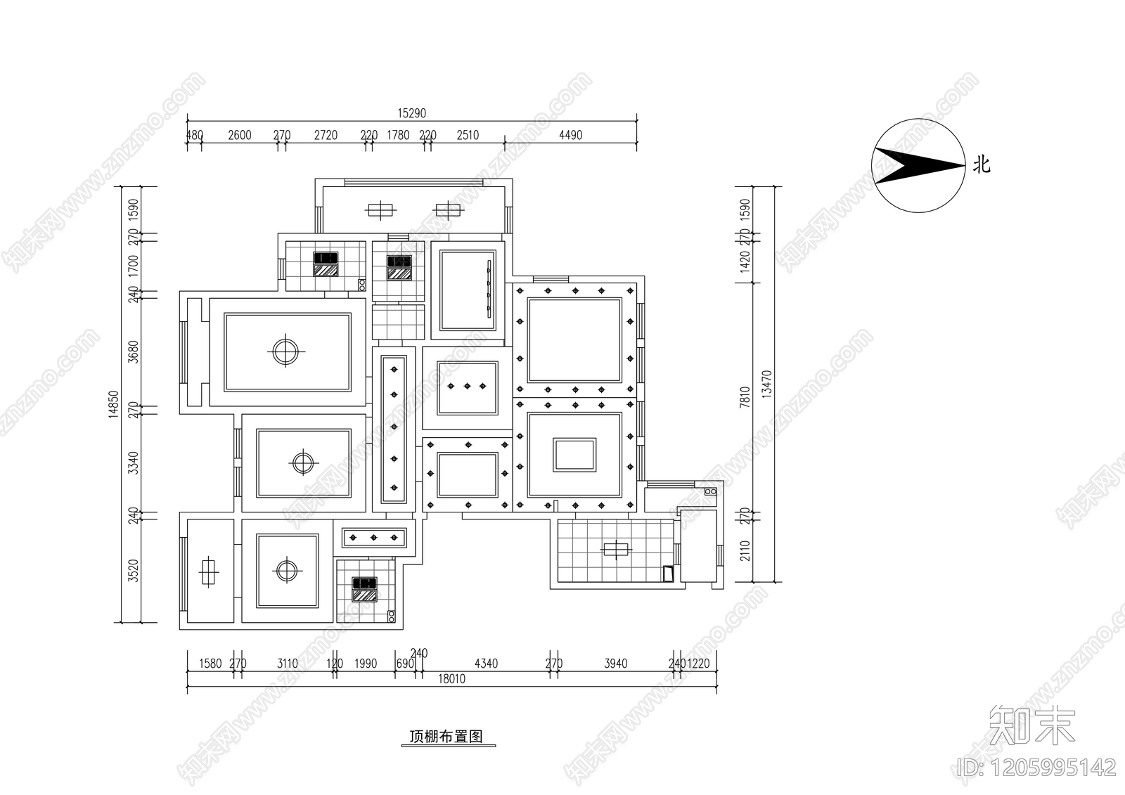 小户型平层施工图下载【ID:1205995142】