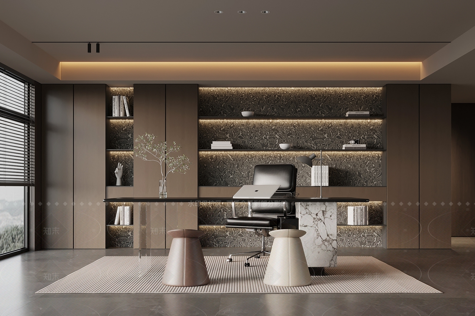 现代意式书房3D模型下载【ID:1205995945】
