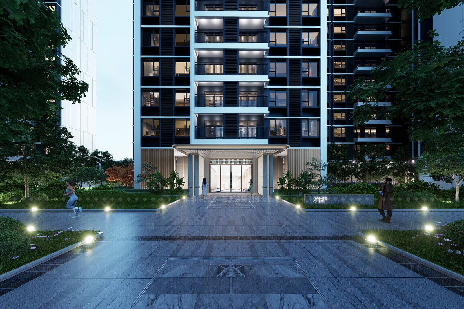 现代新中式小区建筑SU模型下载【ID:1205997092】