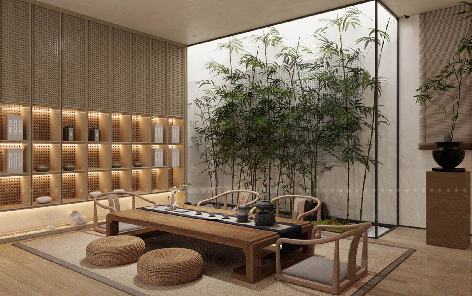 新中式茶室SU模型下载【ID:1205997386】