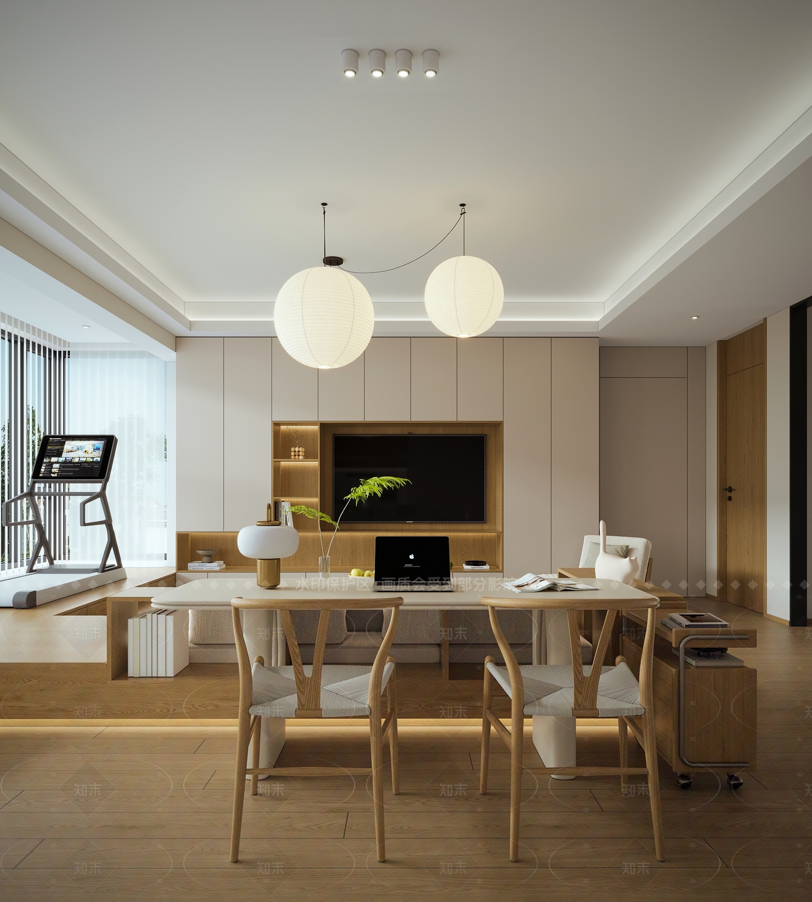 原木北欧家居客厅3D模型下载【ID:1205999947】