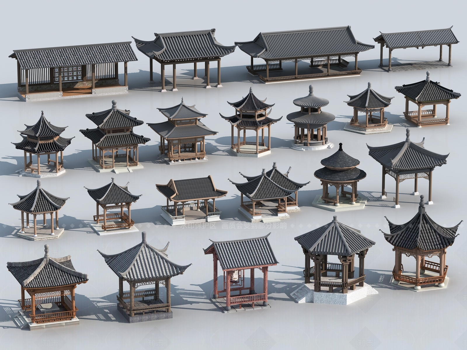 新中式景观亭3D模型下载【ID:1205999560】