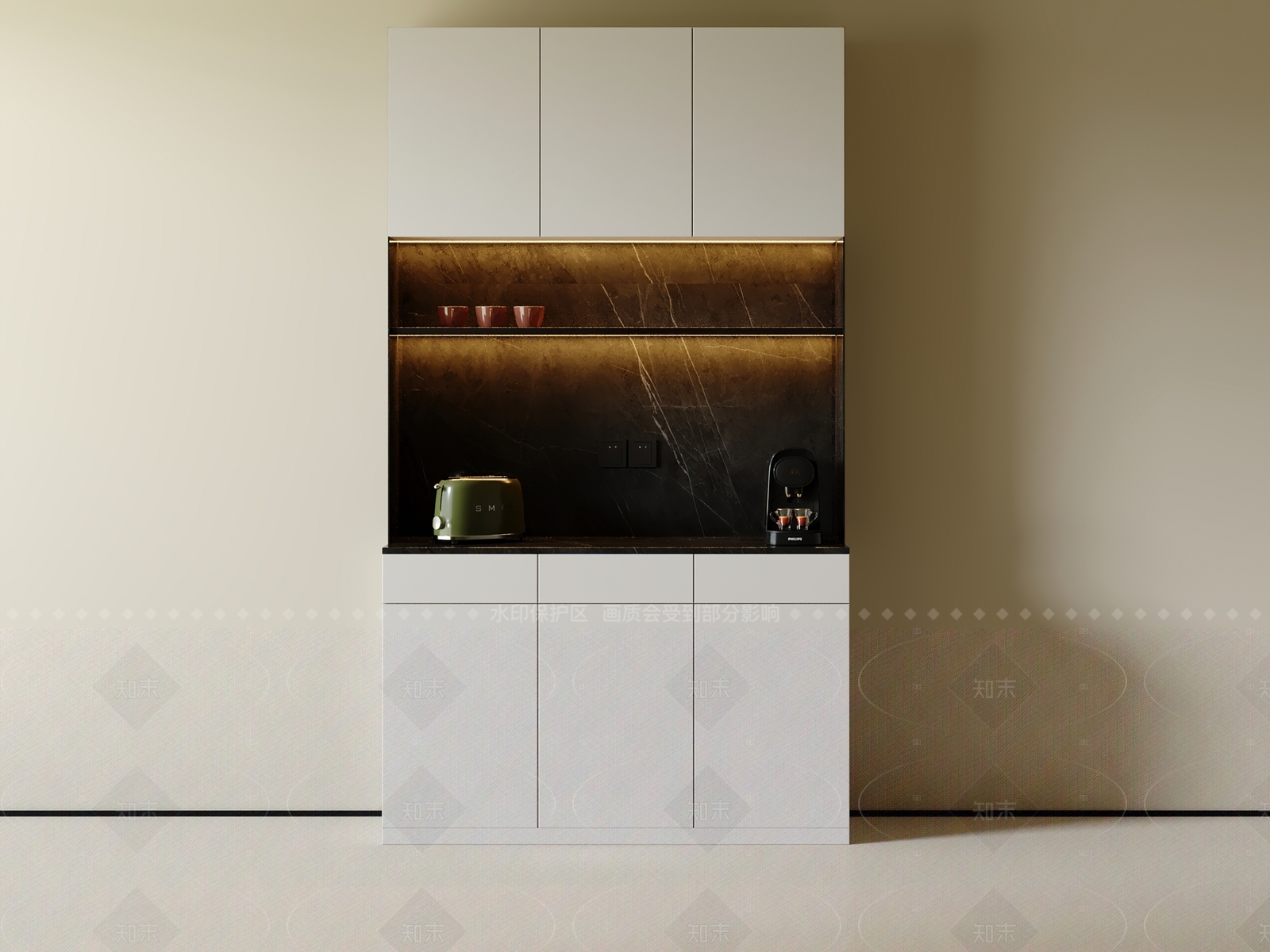 现代中古餐边柜3D模型下载【ID:1206001282】