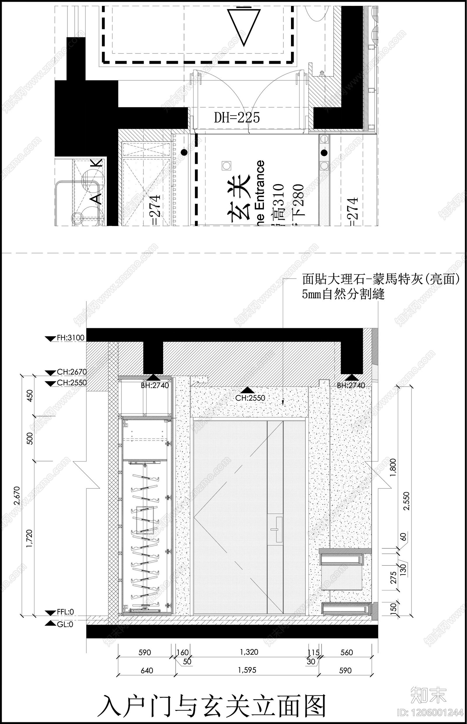 入户门cad施工图下载【ID:1206001244】