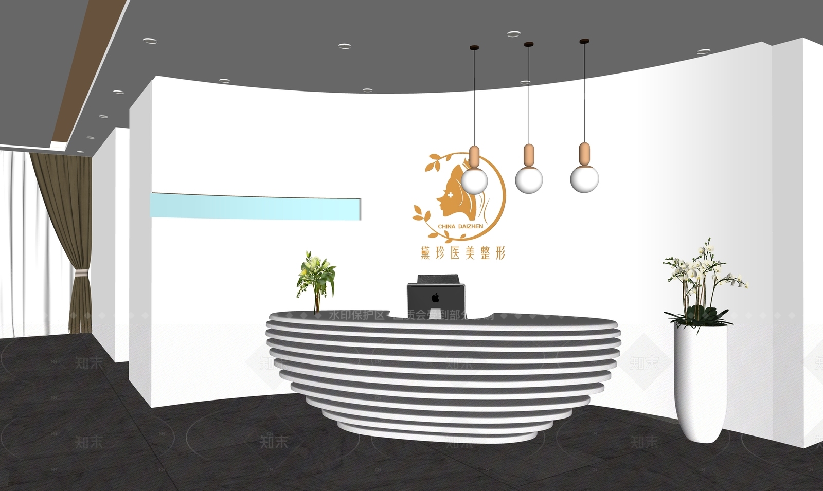现代奶油前台SU模型下载【ID:1206002200】