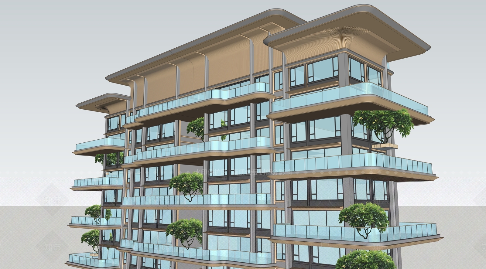 现代高层住宅SU模型下载【ID:1206004312】