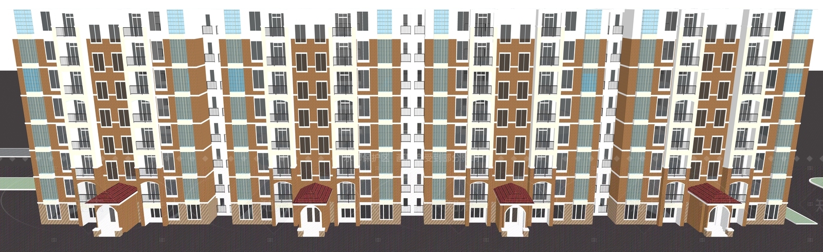 现代轻奢多层住宅SU模型下载【ID:1206018050】