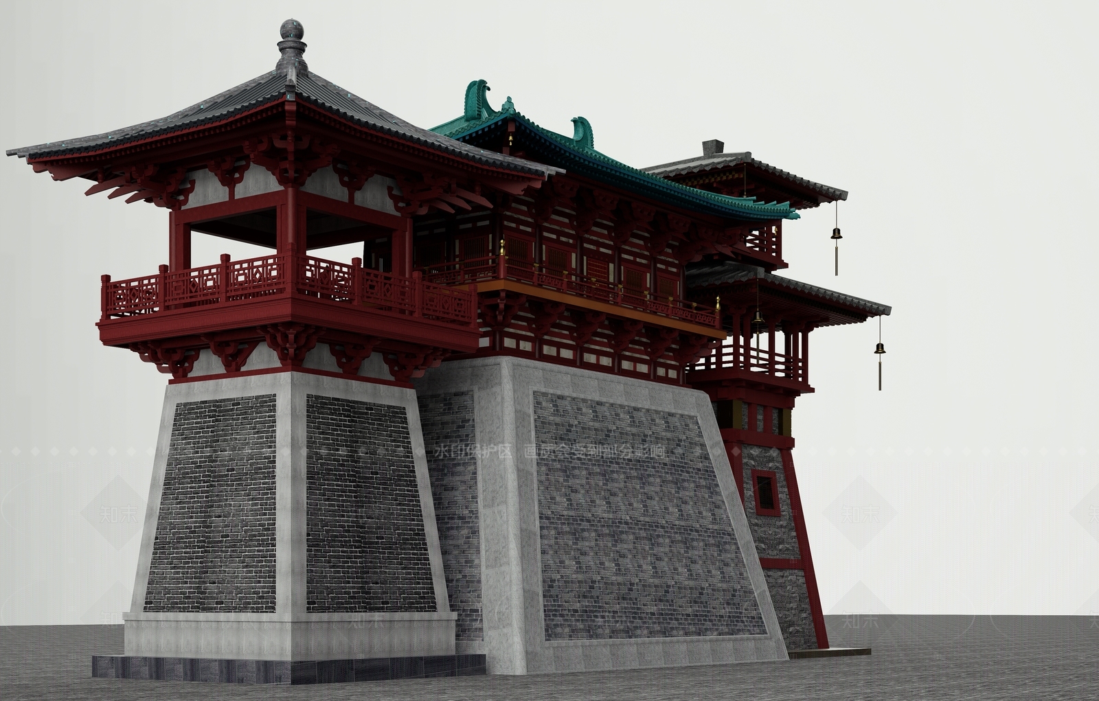 新中式中式古建筑SU模型下载【ID:1206018871】