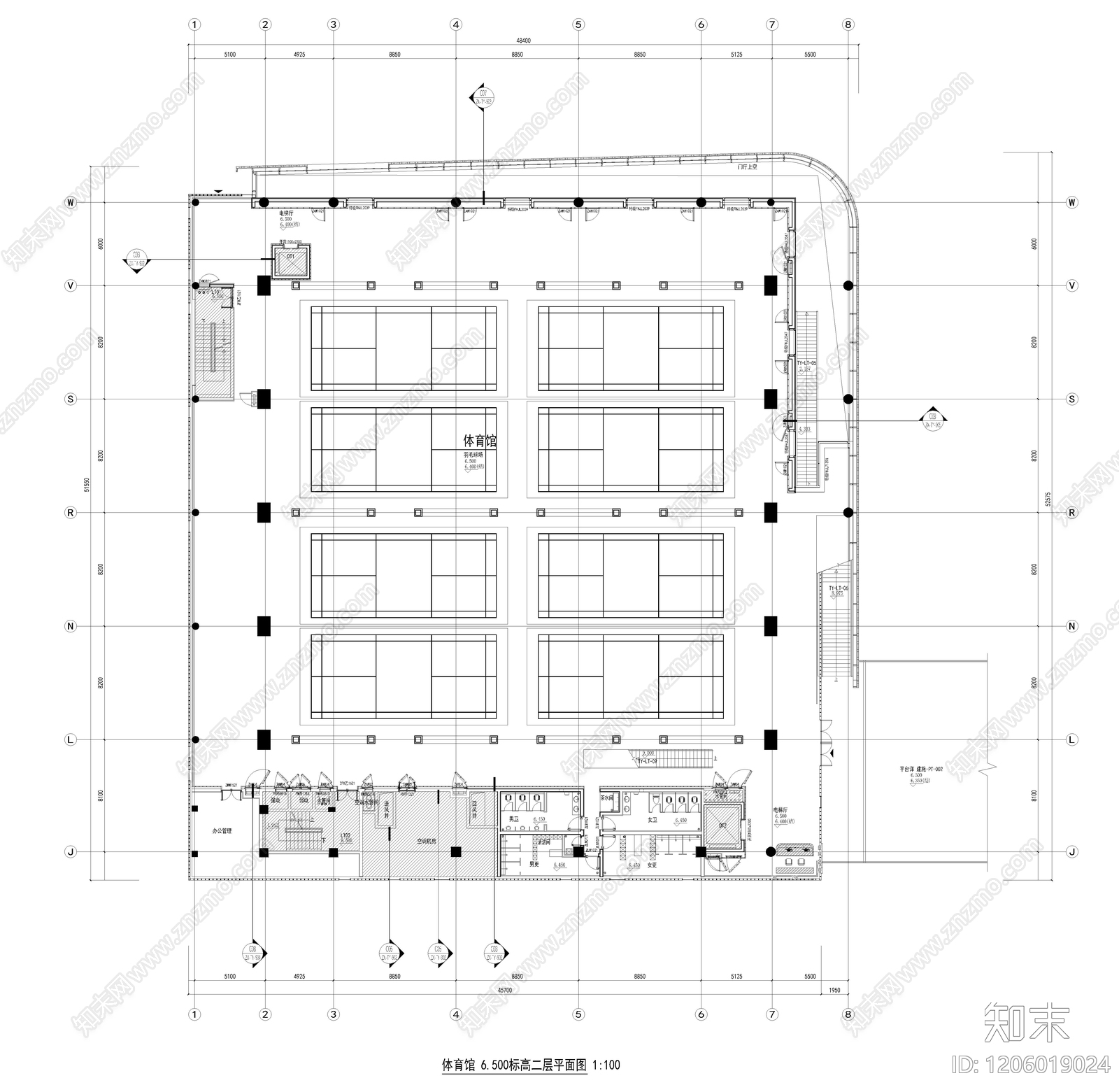 现代体育馆cad施工图下载【ID:1206019024】