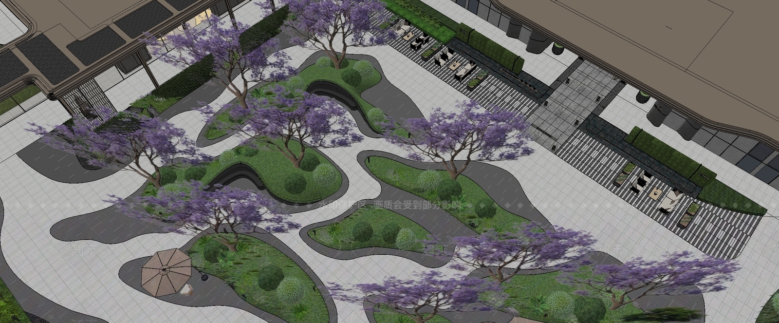 现代小区景观SU模型下载【ID:1206020356】