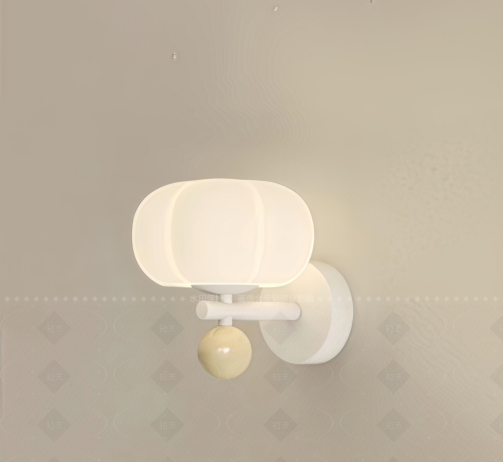 现代奶油壁灯3D模型下载【ID:1206084177】