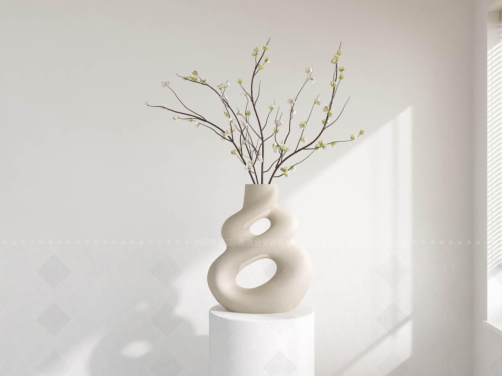 现代绿植摆件3D模型渲染效果图
