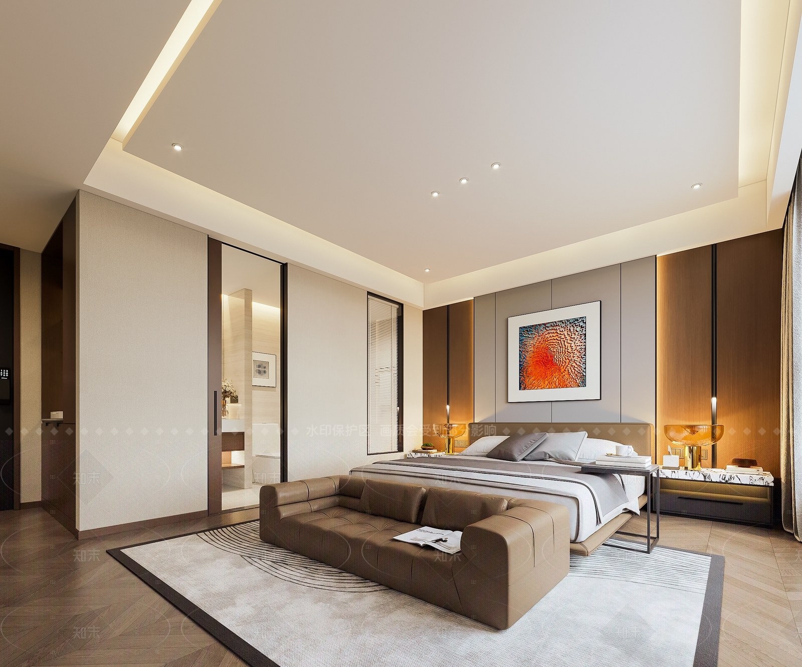 现代新中式酒店客房3D模型下载【ID:1206026851】