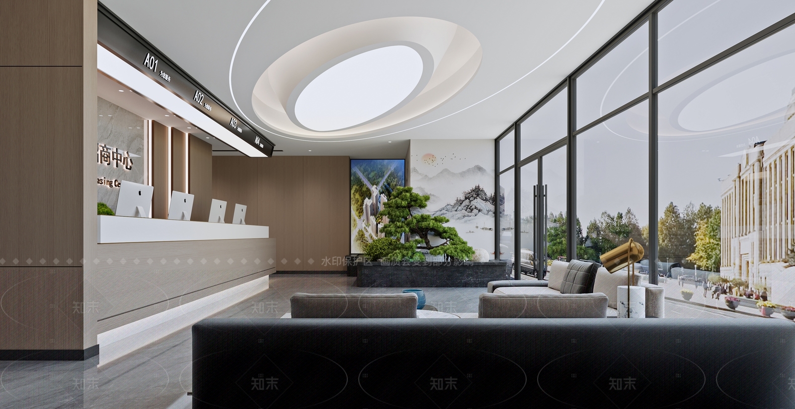 现代办公大厅3D模型下载【ID:1206028144】