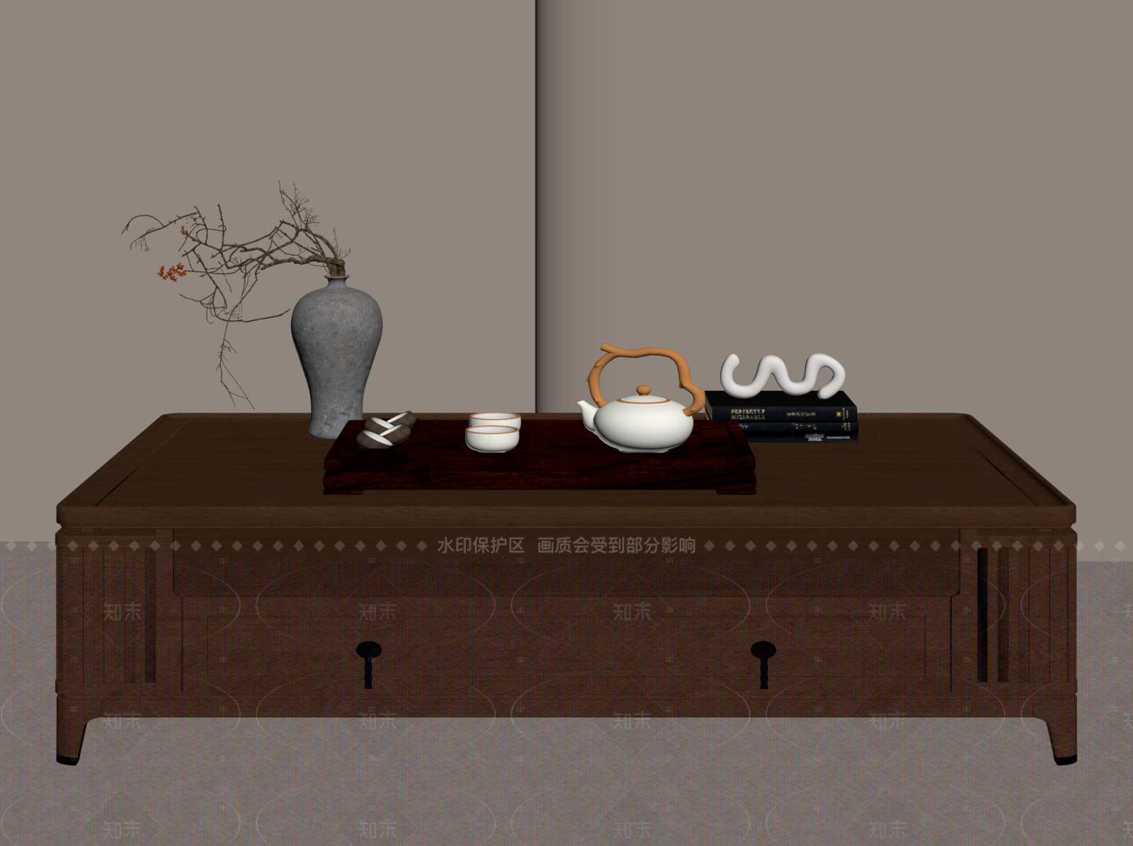 新中式茶几SU模型下载【ID:1206032321】