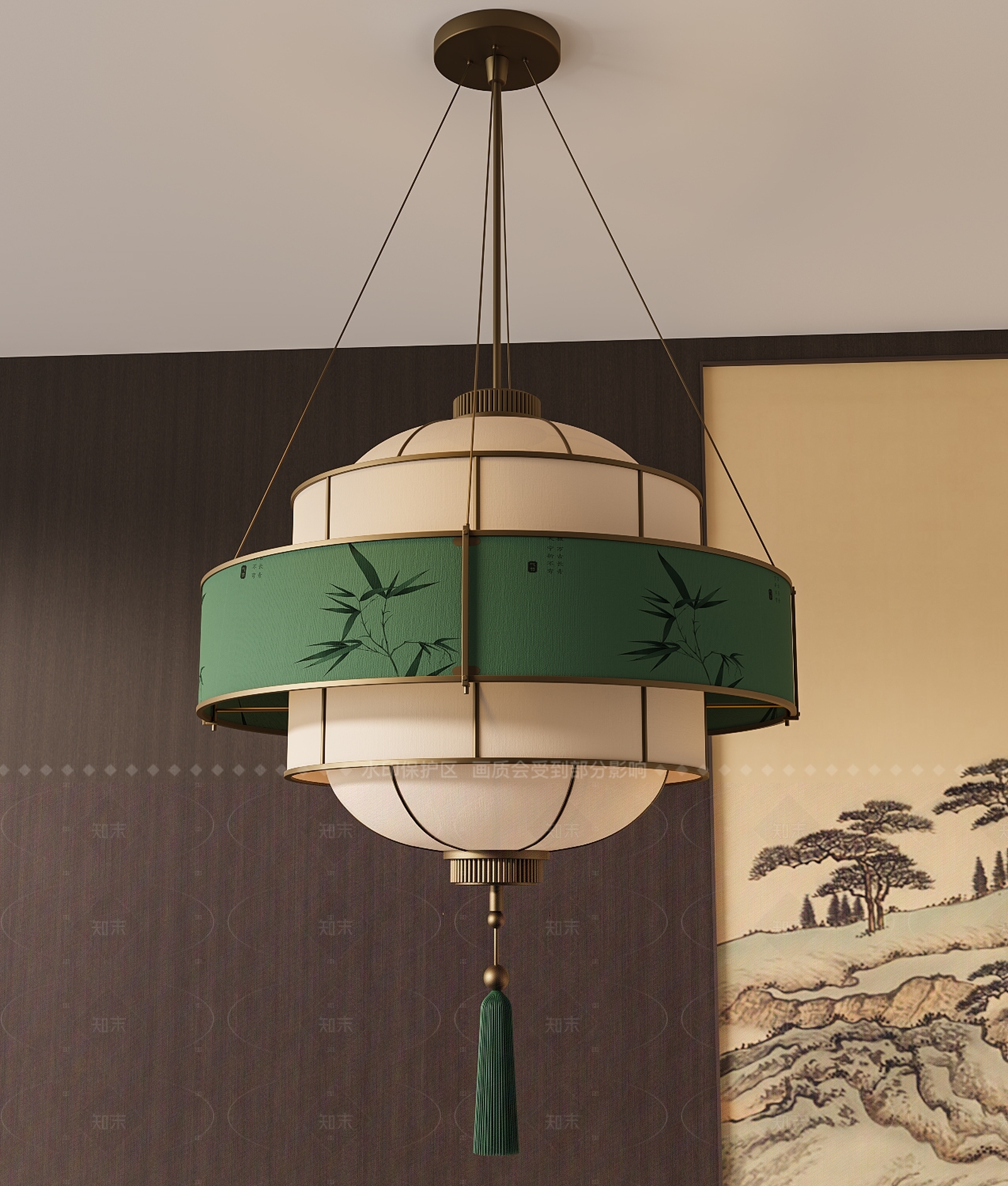 新中式复古餐厅吊灯3D模型下载【ID:1206032761】