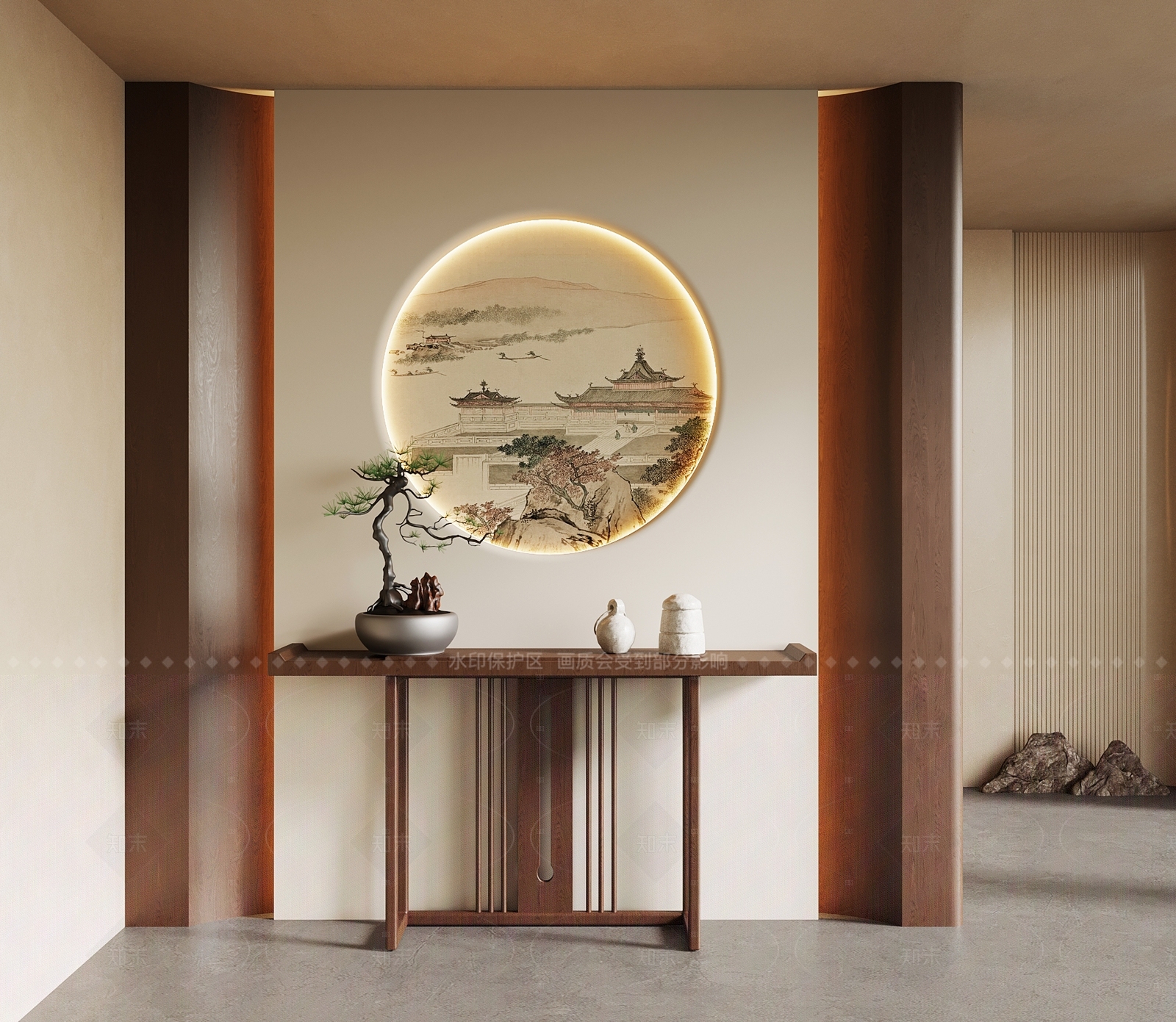 新中式玄关3D模型下载【ID:1206032788】