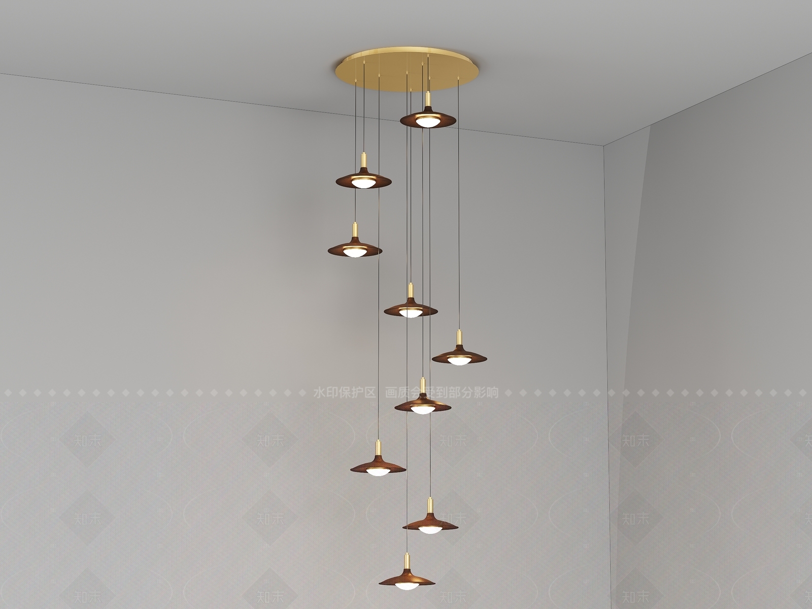 侘寂中古楼梯吊灯3D模型下载【ID:1206034305】