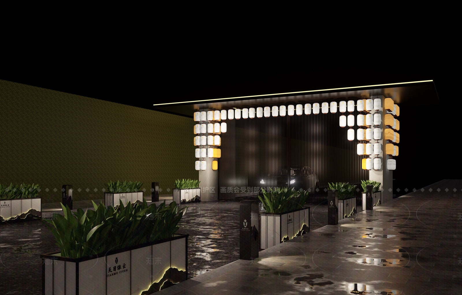 现代售楼处建筑SU模型下载【ID:1206043935】