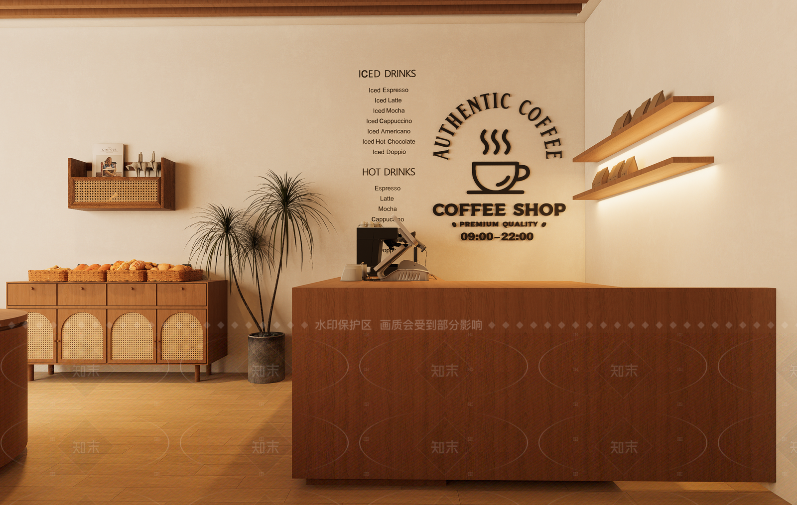日式原木甜品面包店SU模型下载【ID:1206046329】
