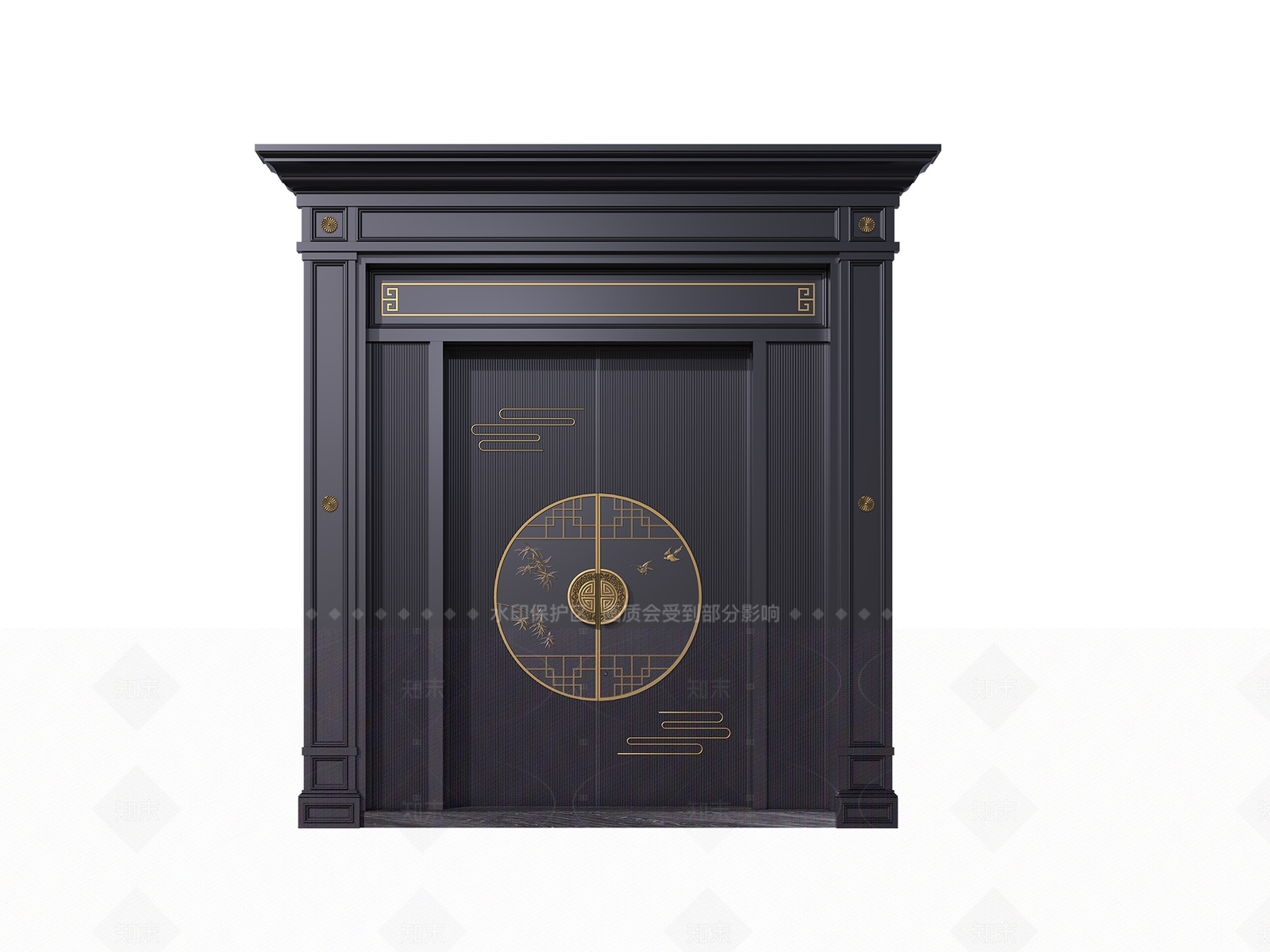 新中式平开门3D模型下载【ID:1206090255】