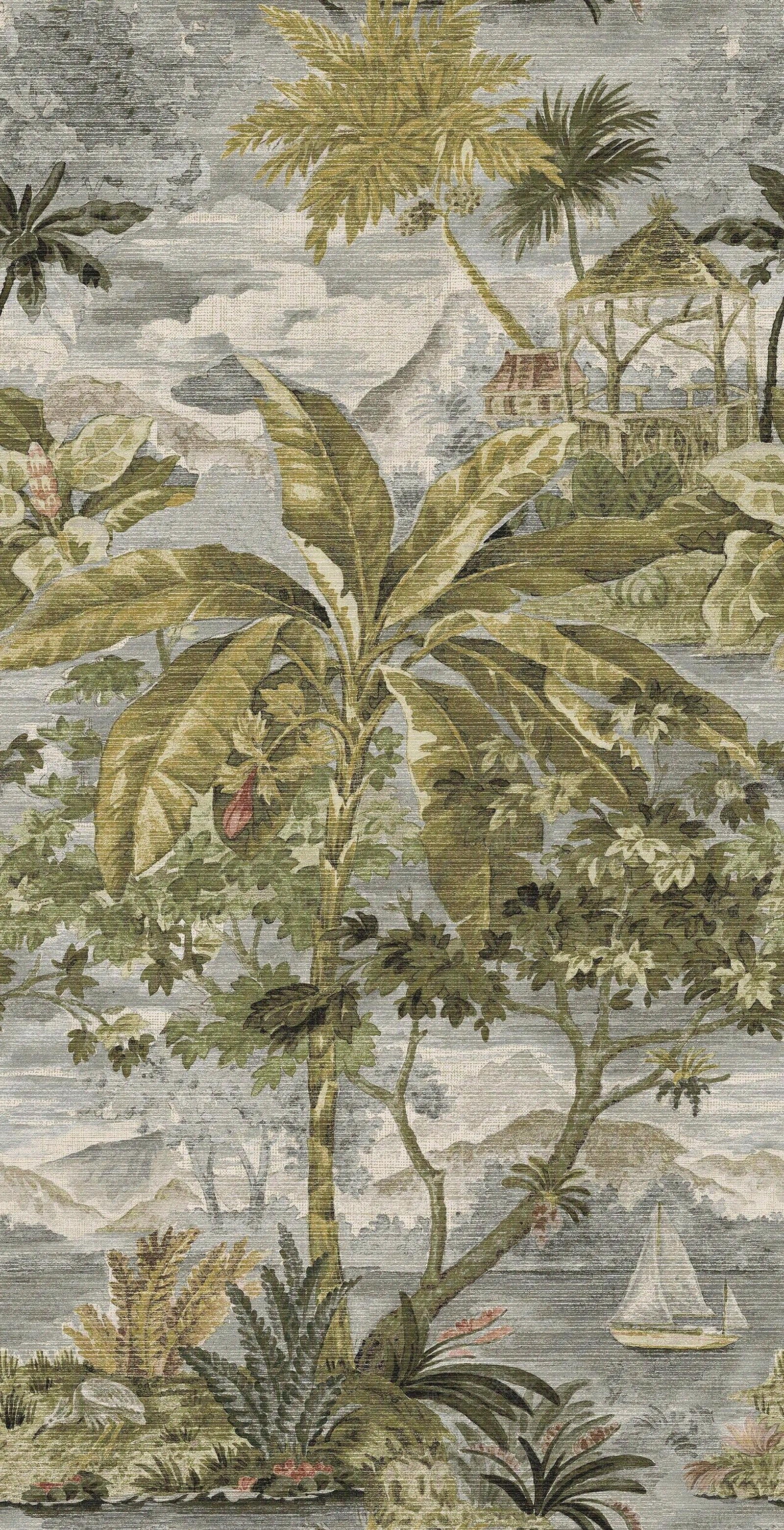 现代奶油绿植墙贴图下载【ID:1206050684】