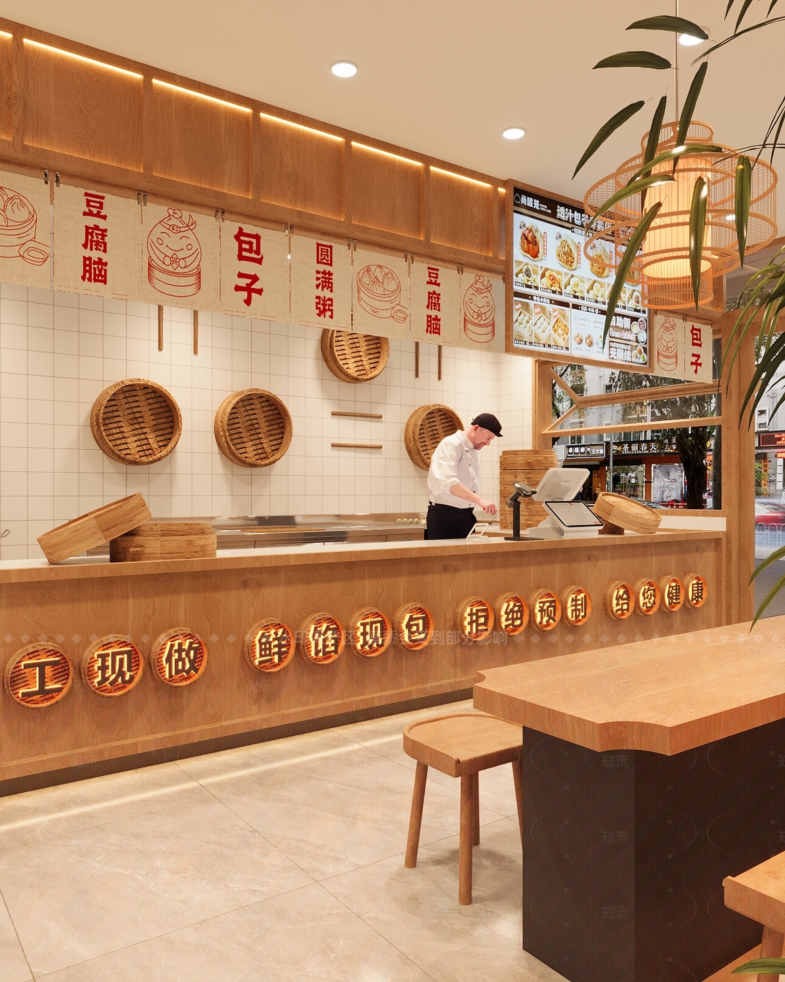 新中式原木其他餐饮空间3D模型下载【ID:1206050704】