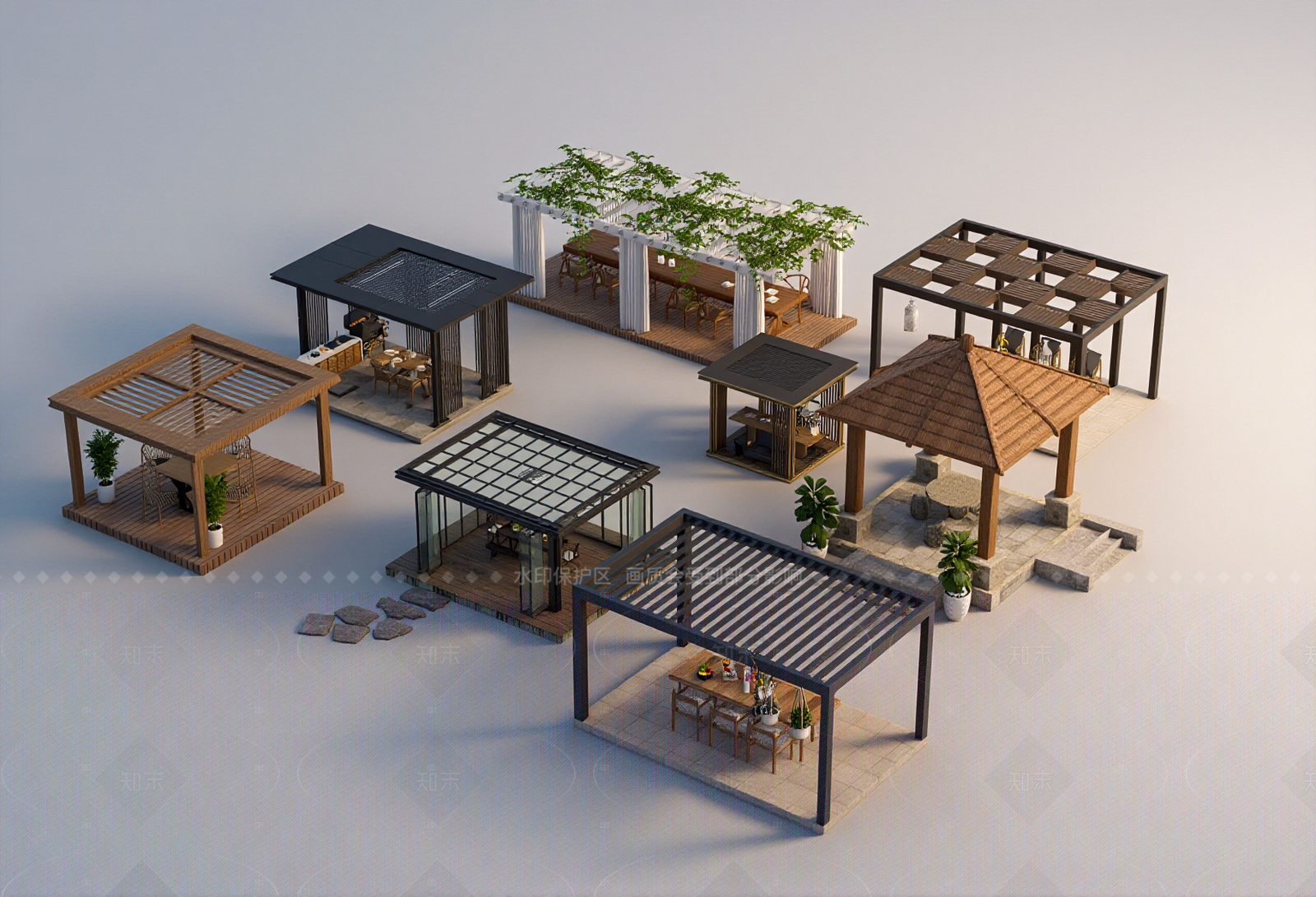 新中式景观亭3D模型下载【ID:1206050871】