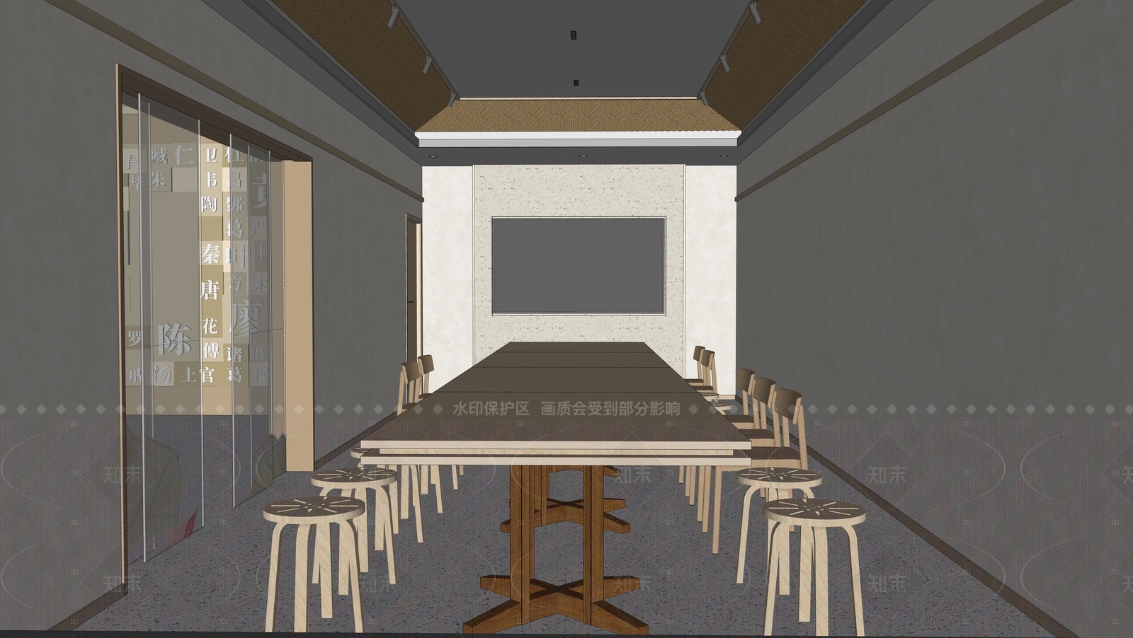 现代新中式报告厅SU模型下载【ID:1206050912】