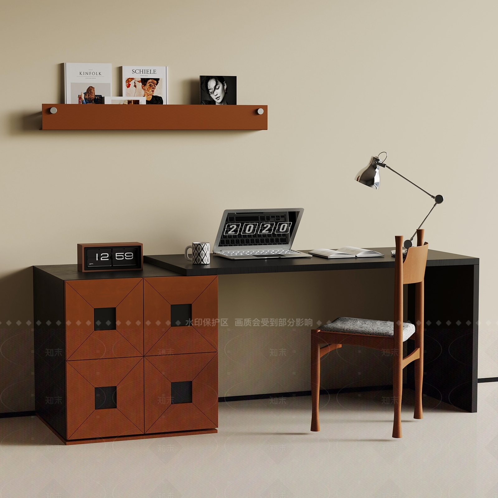中古书桌椅3D模型下载【ID:1206051026】