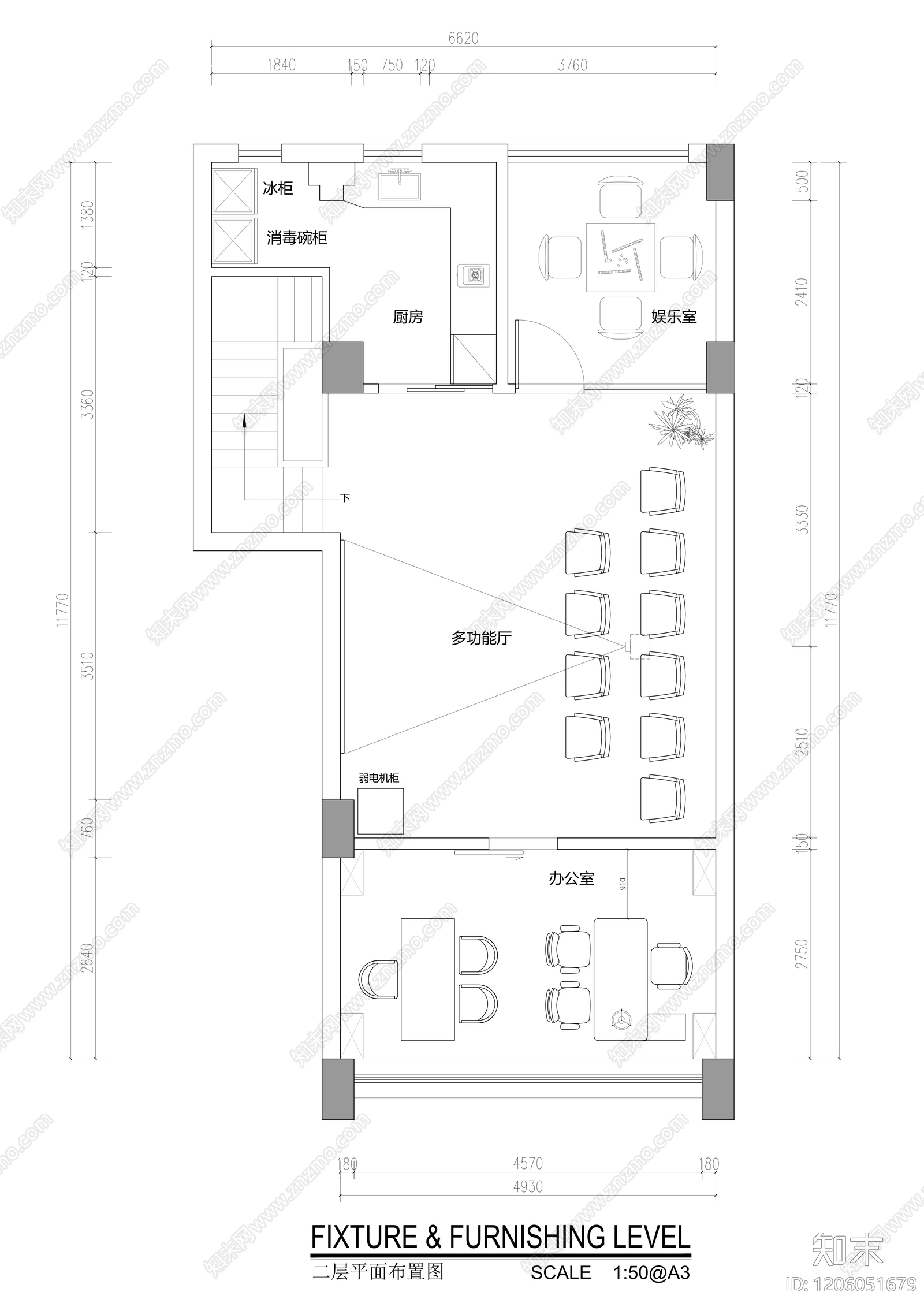 现代工作室cad施工图下载【ID:1206051679】
