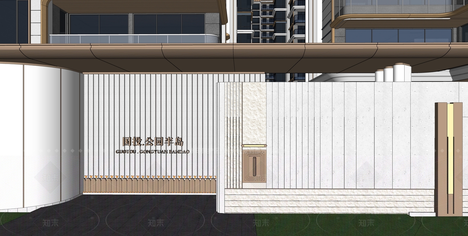 现代轻奢入口大门SU模型下载【ID:1206052351】