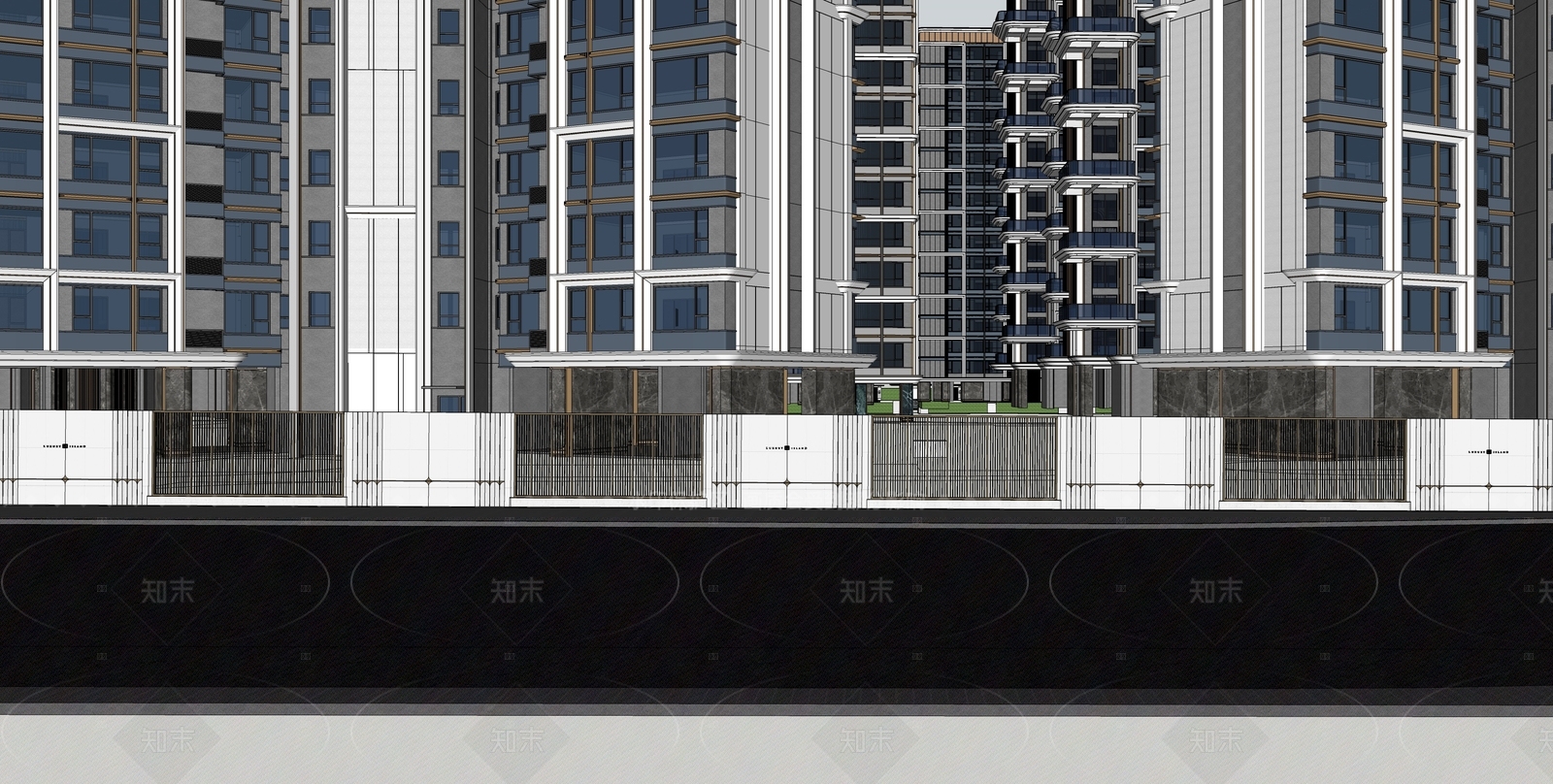 现代景墙SU模型下载【ID:1206052705】