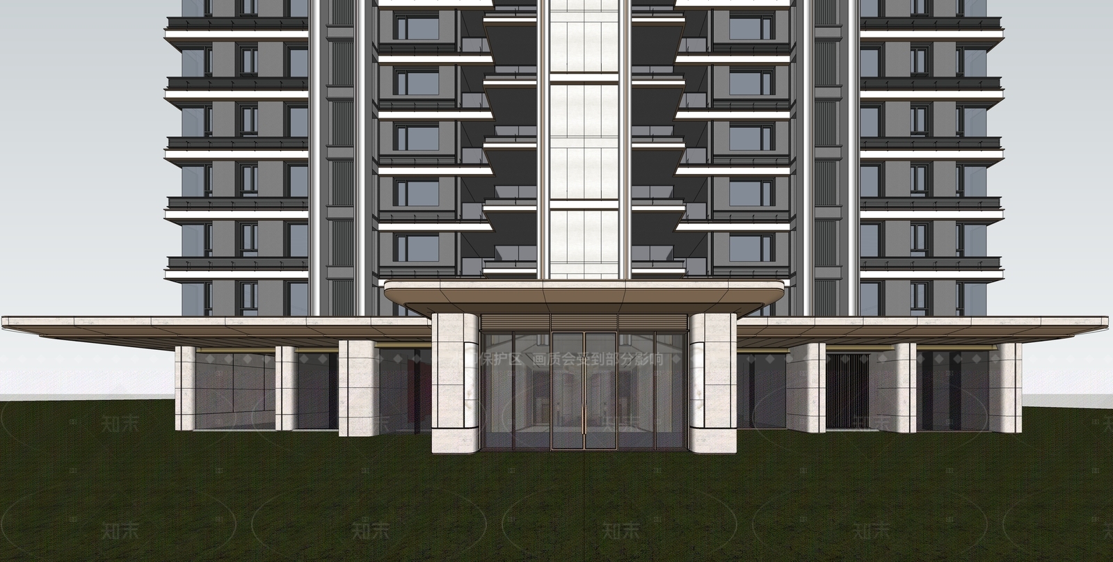 现代轻奢高层住宅SU模型下载【ID:1206053876】