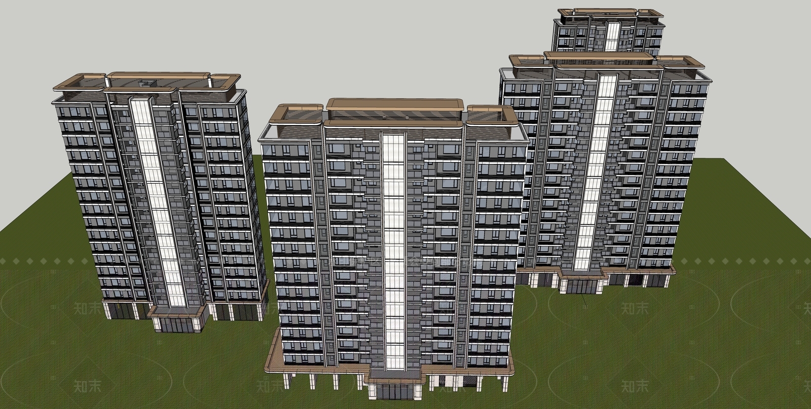 现代轻奢高层住宅SU模型下载【ID:1206053876】