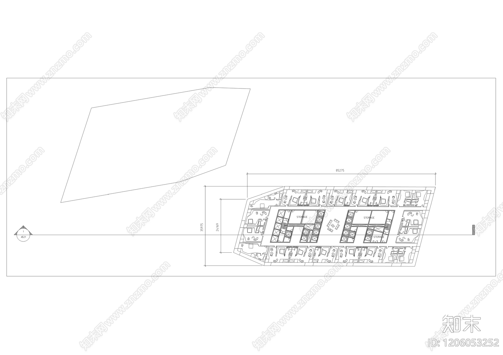 现代办公楼建筑cad施工图下载【ID:1206053252】