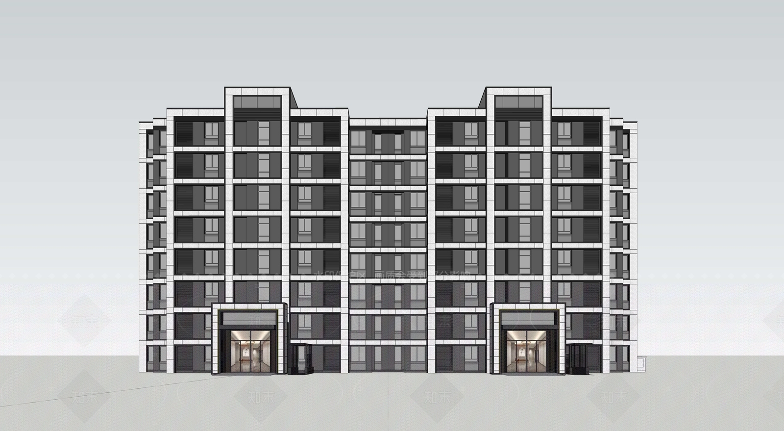 现代多层住宅SU模型下载【ID:1206053228】