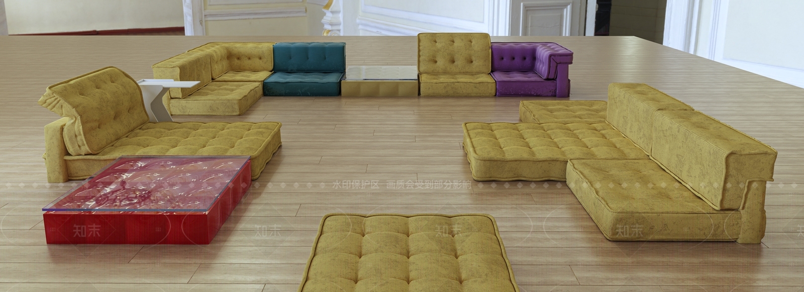 复古多人沙发3D模型下载【ID:1206300943】