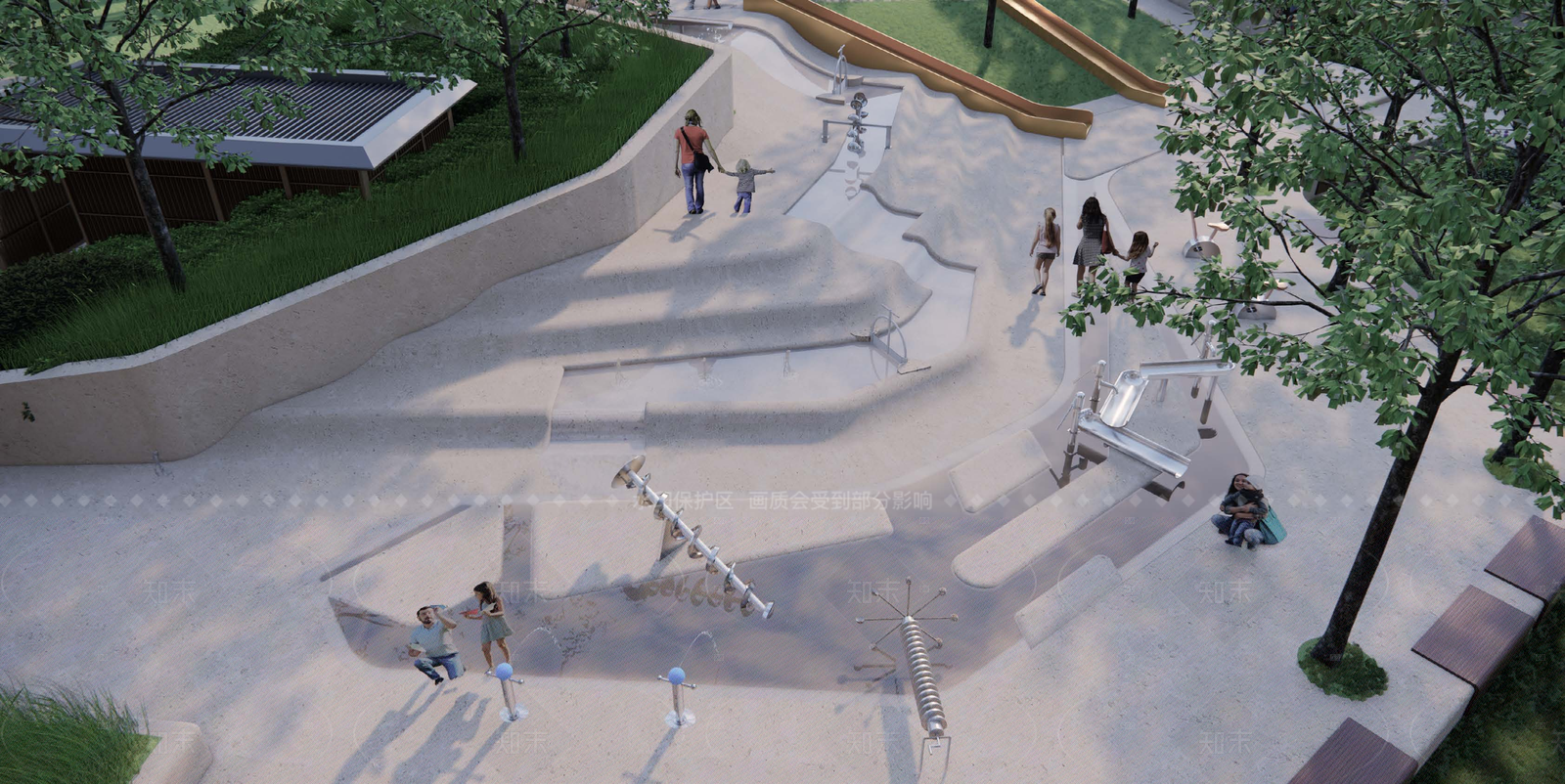 现代轻奢住宅区景观SU模型下载【ID:1206065726】