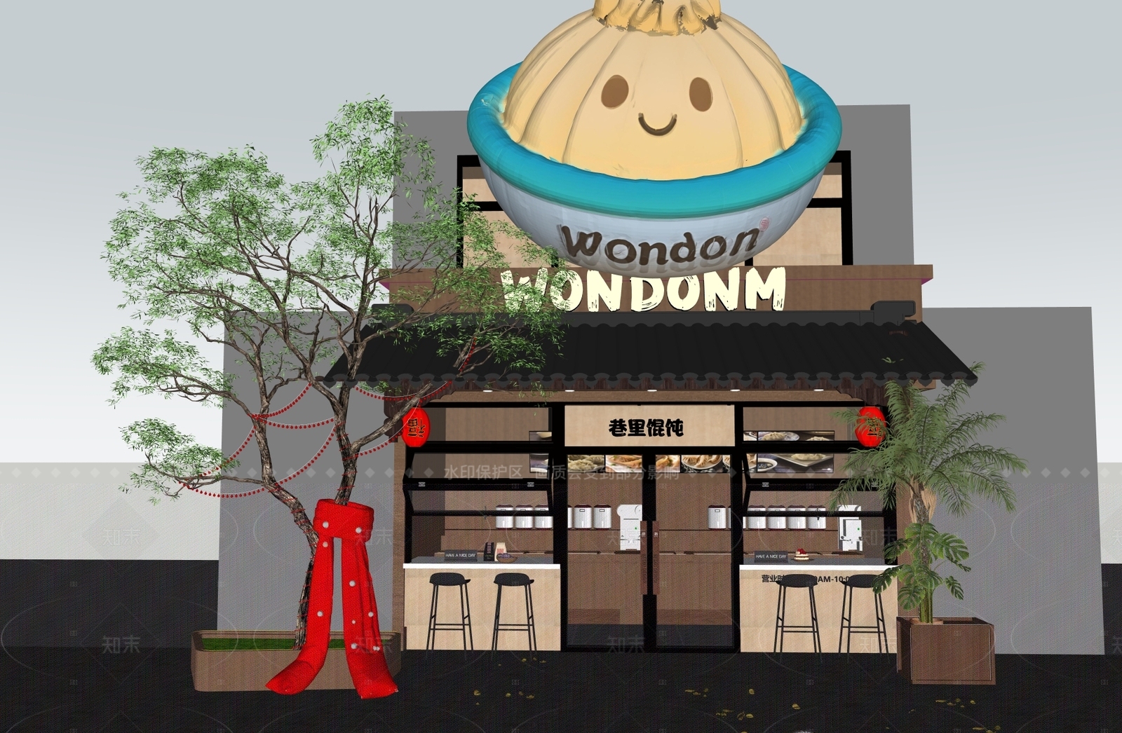 现代新中式面馆SU模型下载【ID:1206066552】