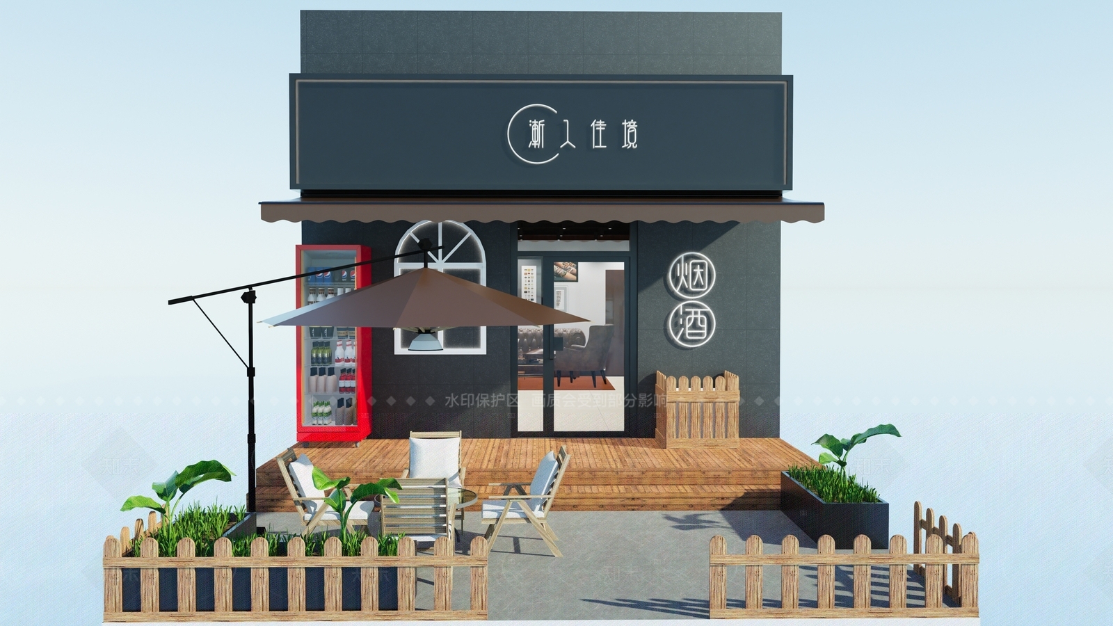 现代烟酒店SU模型下载【ID:1206068838】